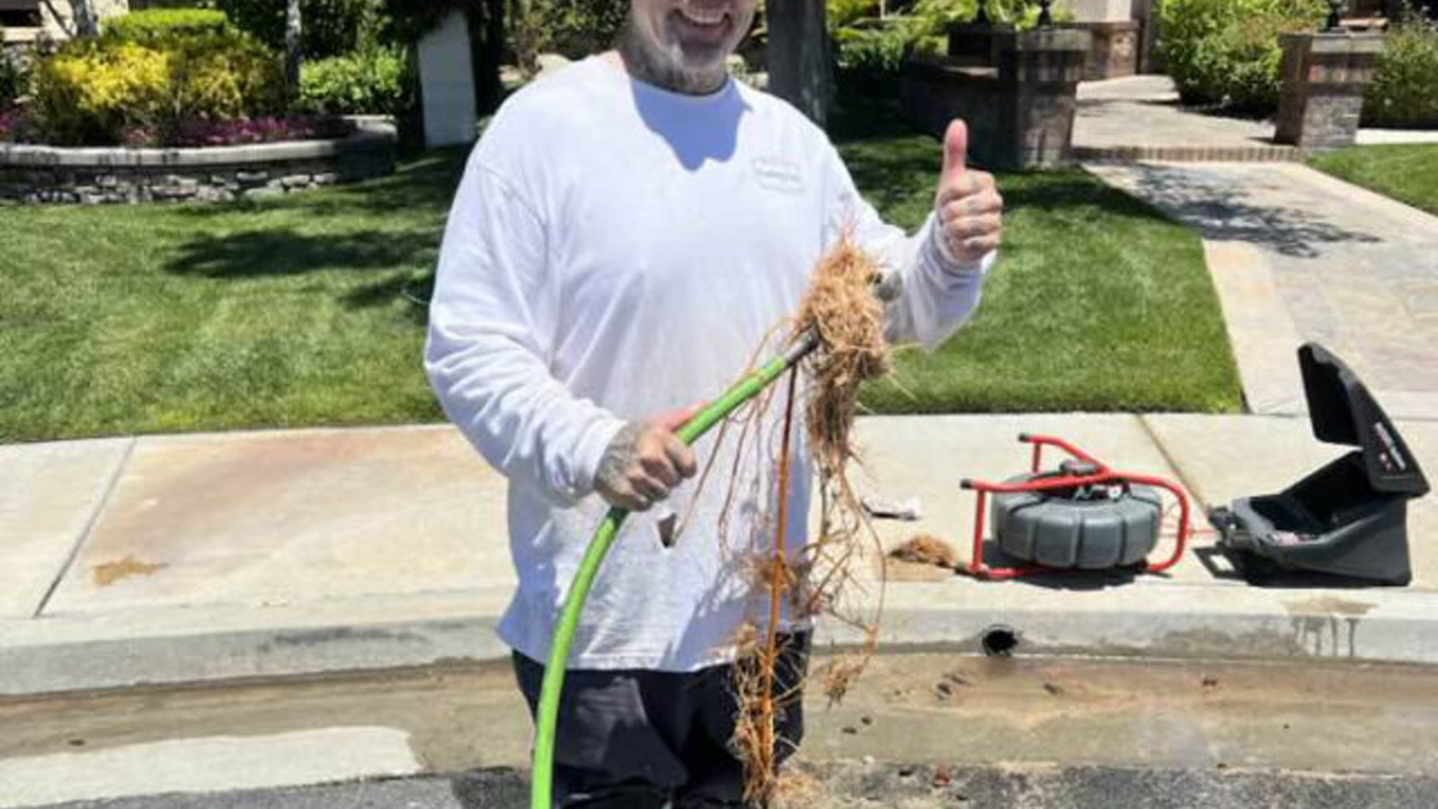 Roots removed during residential drain service